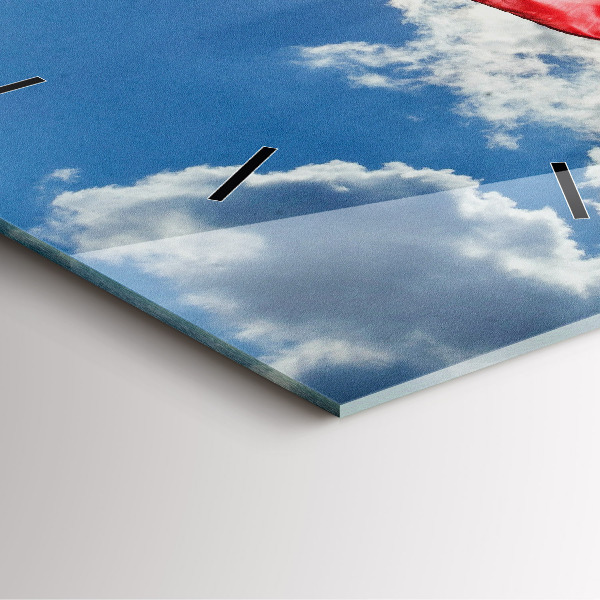 Zegar ścienny kwadratowy Flaga Polski na tle nieba