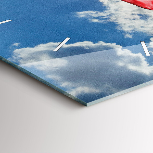 Zegar ścienny kwadratowy Flaga Polski na tle nieba