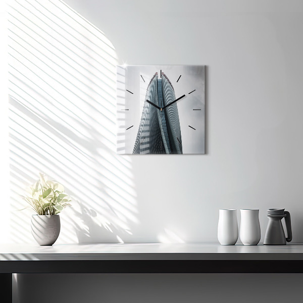Zegar ścienny kwadratowy Wieżowiec w Mediolanie