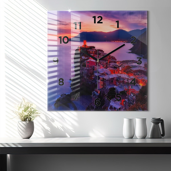 Zegar ścienny kwadratowy Domy w pobliżu Jeziora