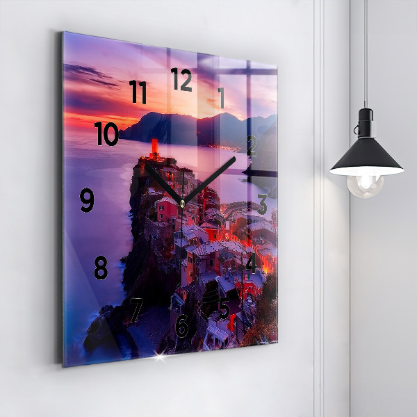 Zegar ścienny kwadratowy Domy w pobliżu Jeziora