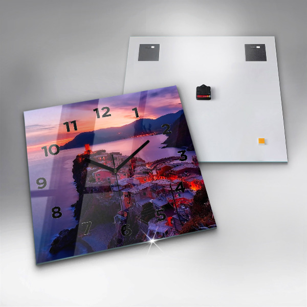 Zegar ścienny kwadratowy Domy w pobliżu Jeziora