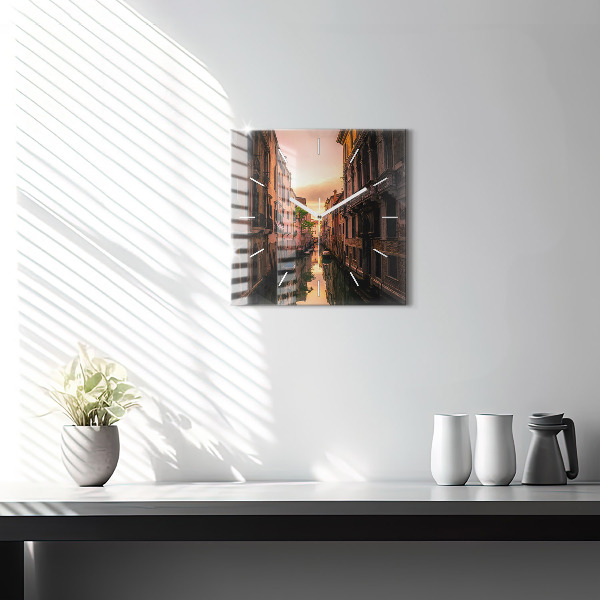 Zegar ścienny kwadratowy Widok na kanał w mieście