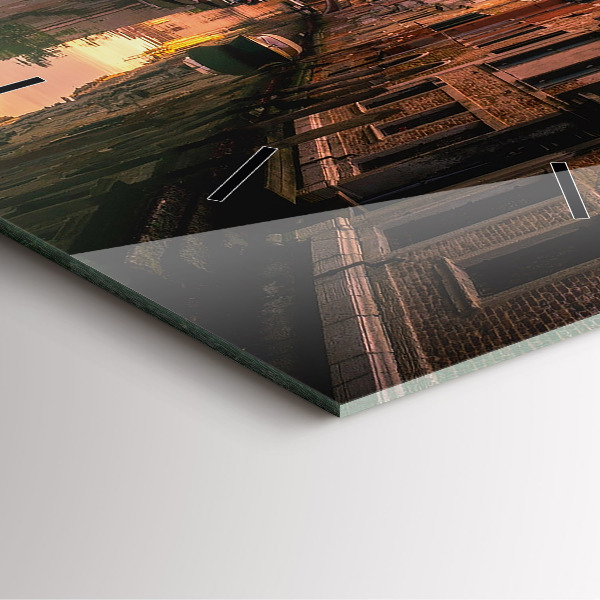 Zegar ścienny kwadratowy Widok na kanał w mieście