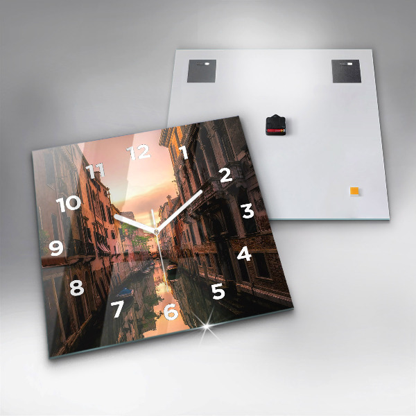 Zegar ścienny kwadratowy Widok na kanał w mieście