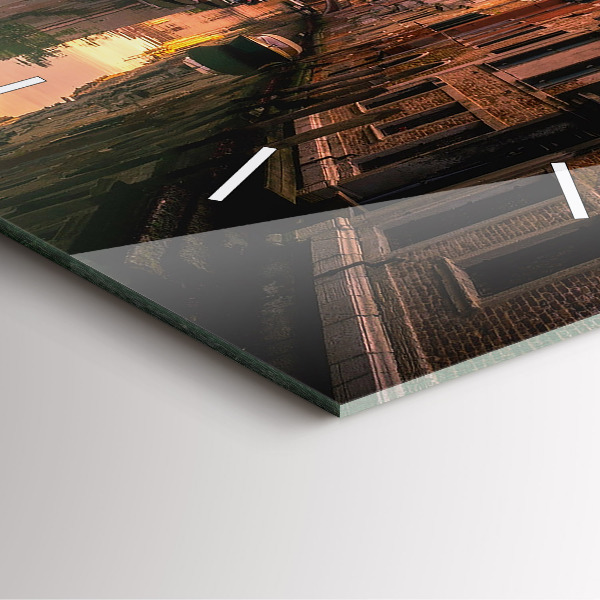 Zegar ścienny kwadratowy Widok na kanał w mieście