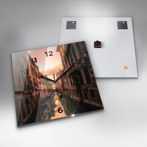 Zegar ścienny kwadratowy Widok na kanał w mieście