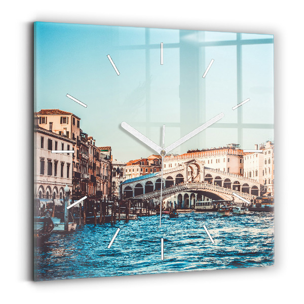 Zegar ścienny kwadratowy Most Rialto w Wenecji