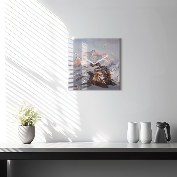 Zegar ścienny kwadratowy Góra pokryta śniegiem