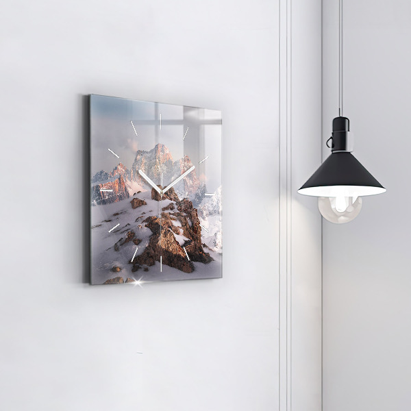 Zegar ścienny kwadratowy Góra pokryta śniegiem