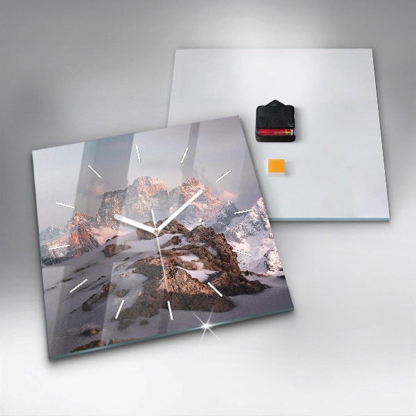 Zegar ścienny kwadratowy Góra pokryta śniegiem