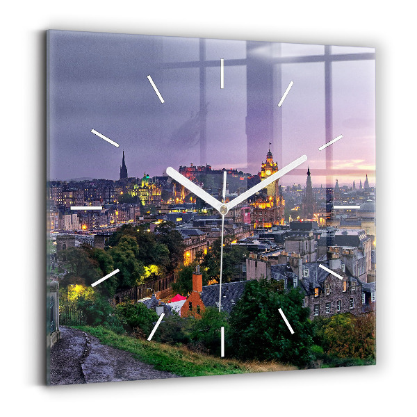 Zegar ścienny kwadratowy Edynburg z Calton Hill