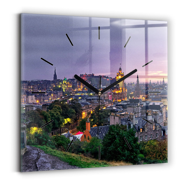 Zegar ścienny kwadratowy Edynburg z Calton Hill