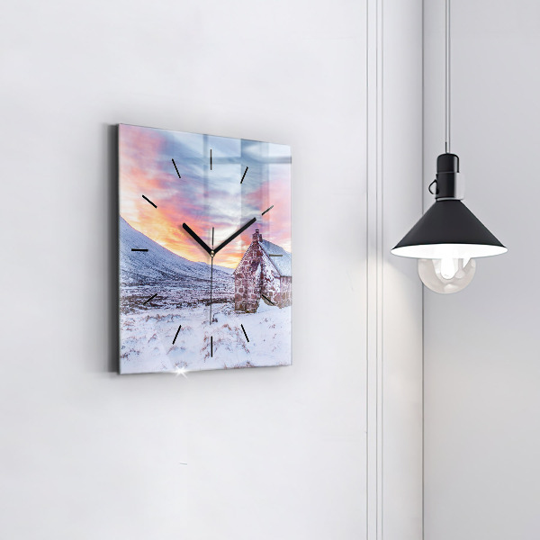 Zegar ścienny kwadratowy Domek w górach