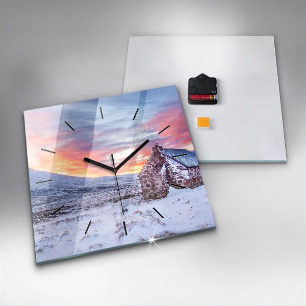 Zegar ścienny kwadratowy Domek w górach