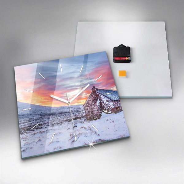 Zegar ścienny kwadratowy Domek w górach