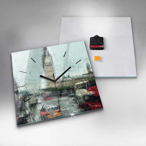 Zegar ścienny kwadratowy Deszczowy Londyn