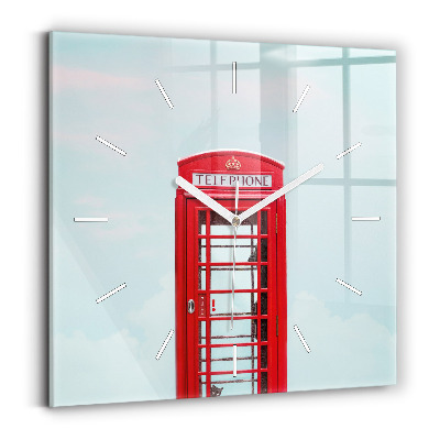 Zegar ścienny kwadratowy Budka telefoniczna
