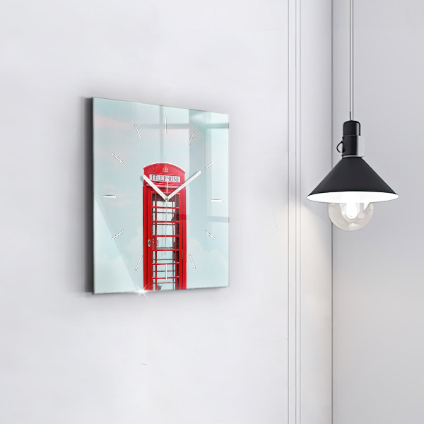 Zegar ścienny kwadratowy Budka telefoniczna