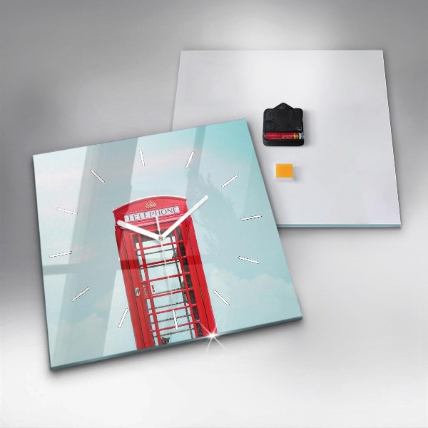 Zegar ścienny kwadratowy Budka telefoniczna