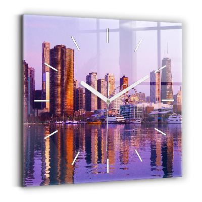 Zegar ścienny kwadratowy Widok na wieżowce USA