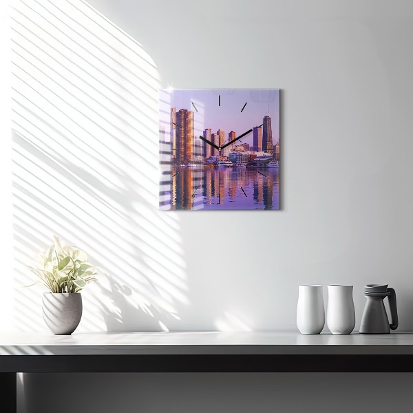 Zegar ścienny kwadratowy Widok na wieżowce USA