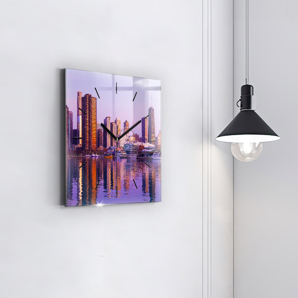 Zegar ścienny kwadratowy Widok na wieżowce USA