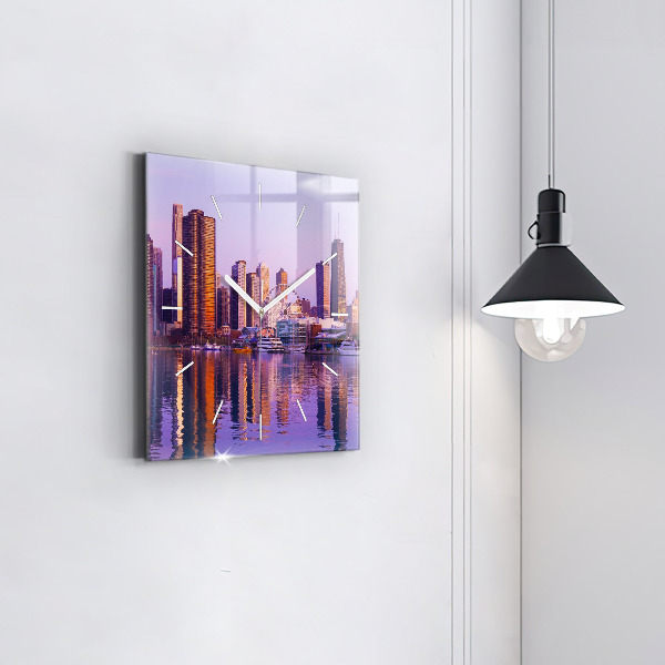 Zegar ścienny kwadratowy Widok na wieżowce USA