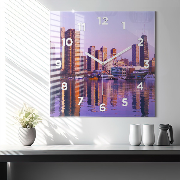 Zegar ścienny kwadratowy Widok na wieżowce USA