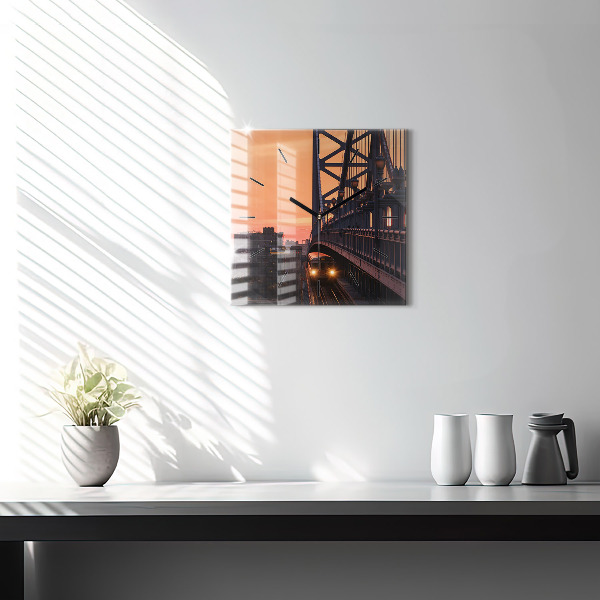 Zegar ścienny kwadratowy Most Benjamin Franklin