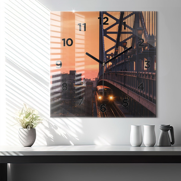 Zegar ścienny kwadratowy Most Benjamin Franklin