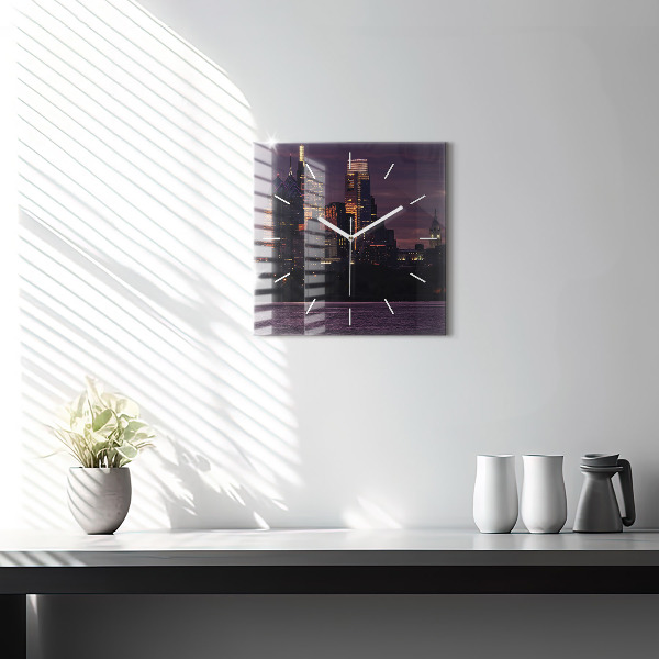 Zegar ścienny kwadratowy Panorama miasta Philadelphia