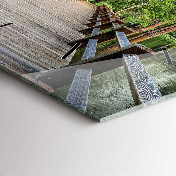 Zegar ścienny kwadratowy Drewniany most Yosemite