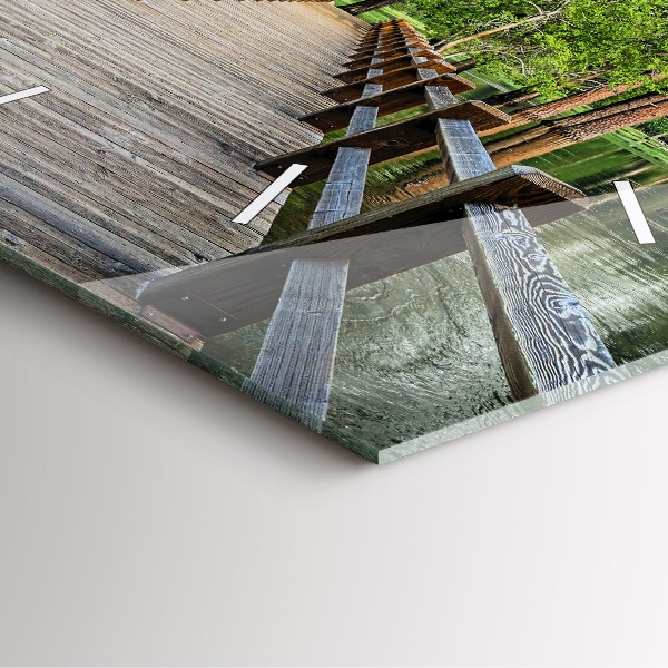 Zegar ścienny kwadratowy Drewniany most Yosemite