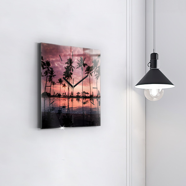 Zegar ścienny kwadratowy Palmy na Hawajach