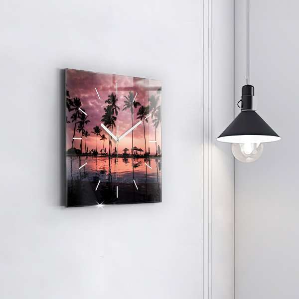 Zegar ścienny kwadratowy Palmy na Hawajach