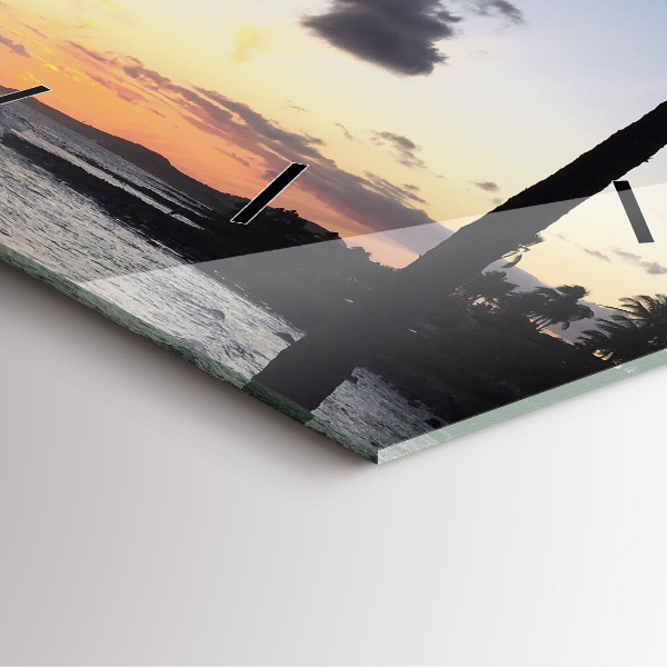 Zegar ścienny kwadratowy Palma i wschód słońca