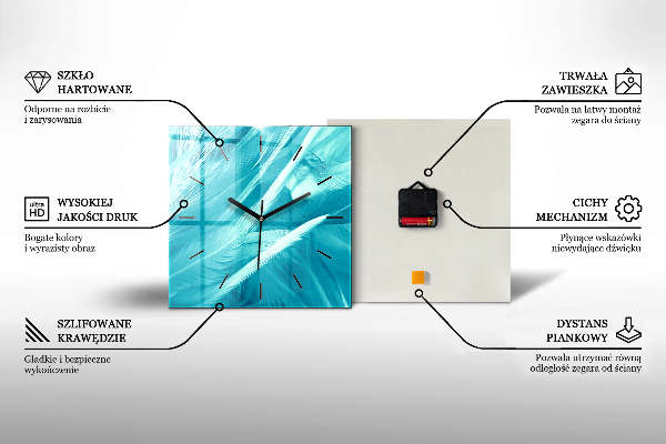 Zegar ścienny kwadratowy Palma i wschód słońca