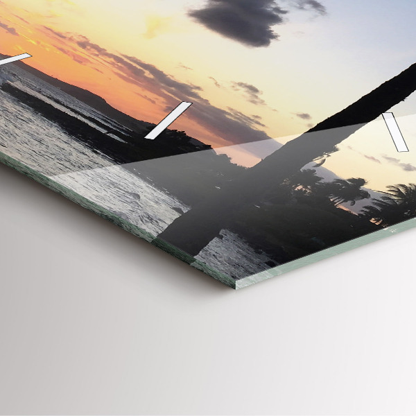 Zegar ścienny kwadratowy Palma i wschód słońca