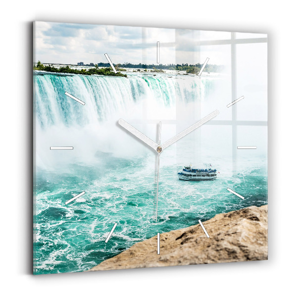 Zegar ścienny kwadratowy Łódka i Niagara