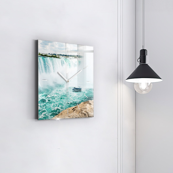 Zegar ścienny kwadratowy Łódka i Niagara