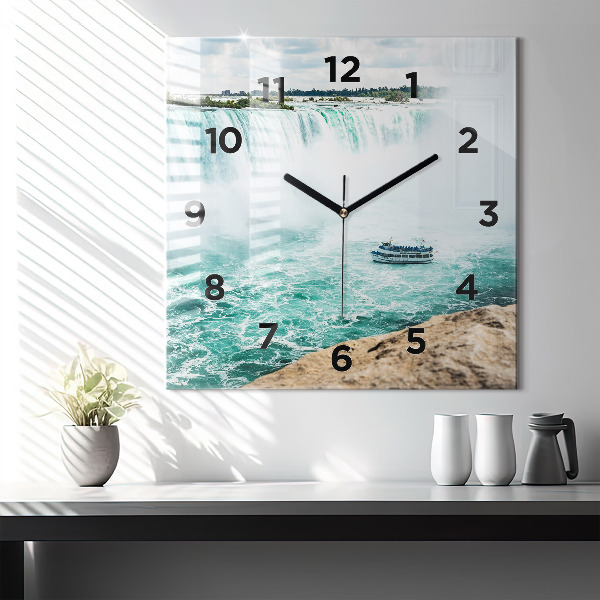 Zegar ścienny kwadratowy Łódka i Niagara