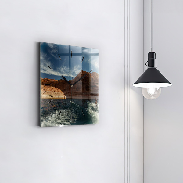 Zegar ścienny kwadratowy Osoba na nartach wodnych