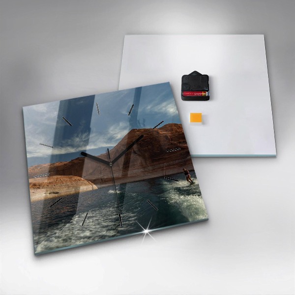 Zegar ścienny kwadratowy Osoba na nartach wodnych