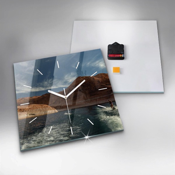 Zegar ścienny kwadratowy Osoba na nartach wodnych