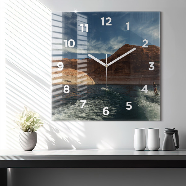 Zegar ścienny kwadratowy Osoba na nartach wodnych