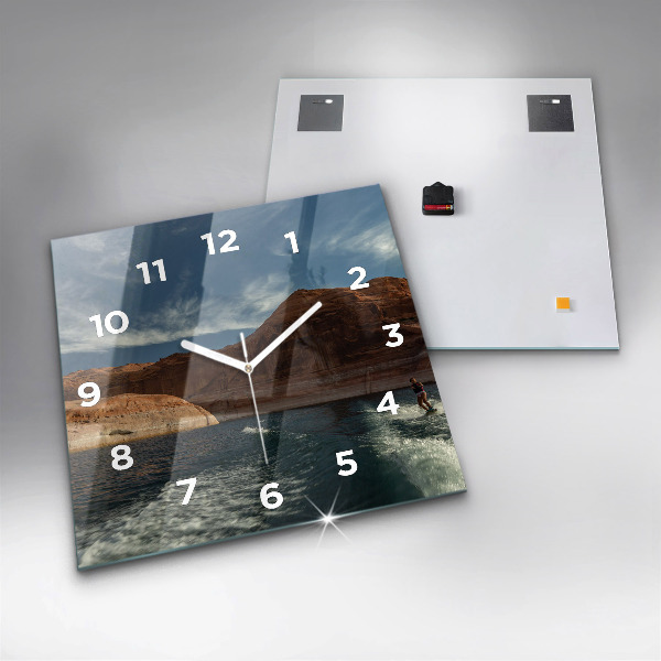Zegar ścienny kwadratowy Osoba na nartach wodnych