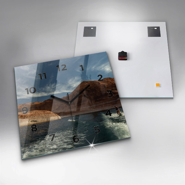 Zegar ścienny kwadratowy Osoba na nartach wodnych