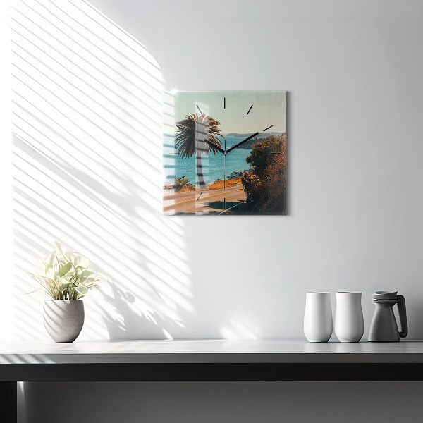 Zegar ścienny kwadratowy Palmy w Malibu