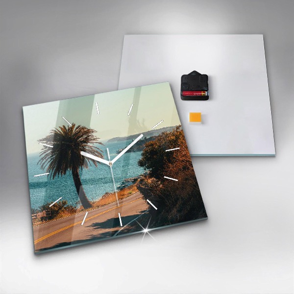 Zegar ścienny kwadratowy Palmy w Malibu